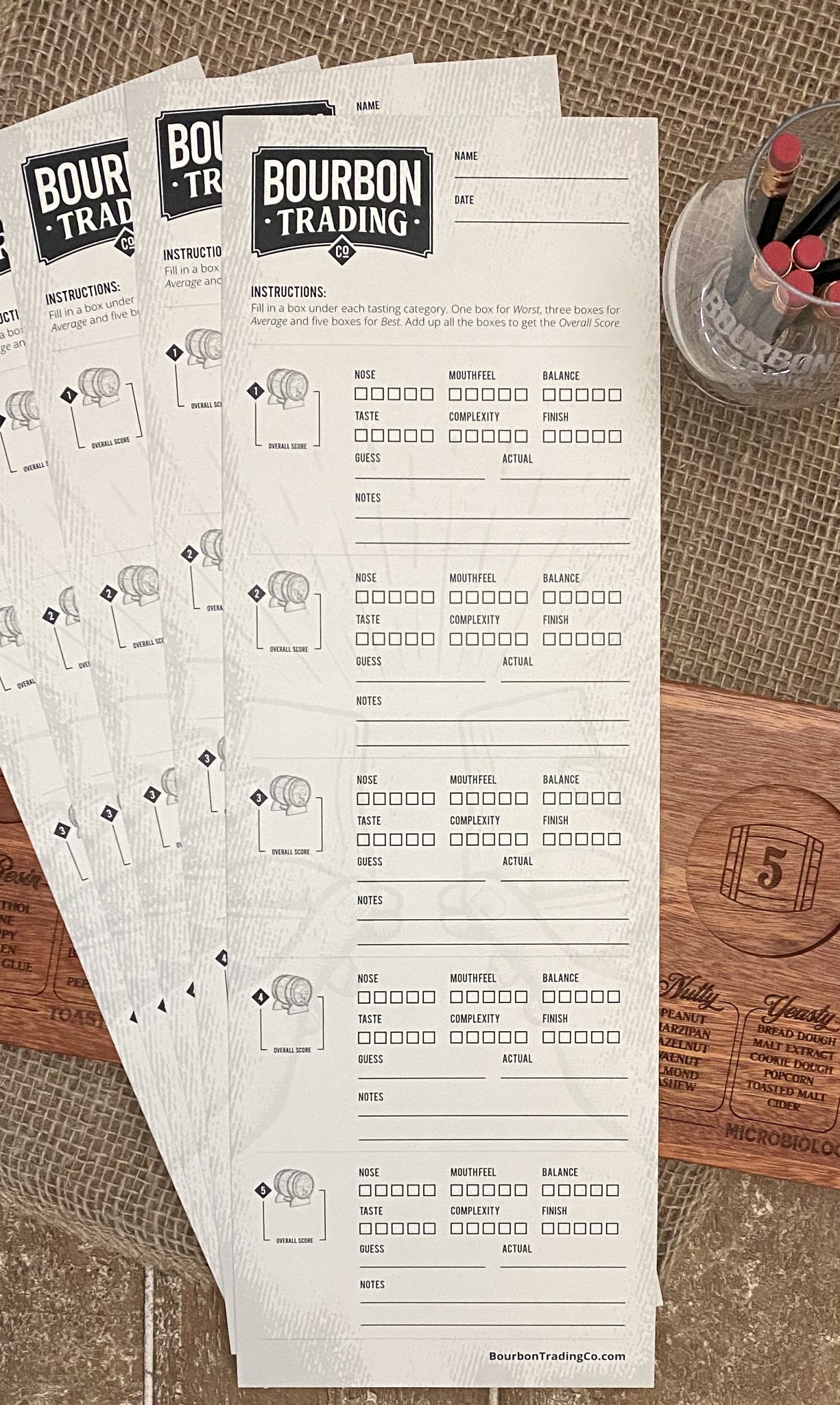 BTCo Bourbon Tasting Scorecards