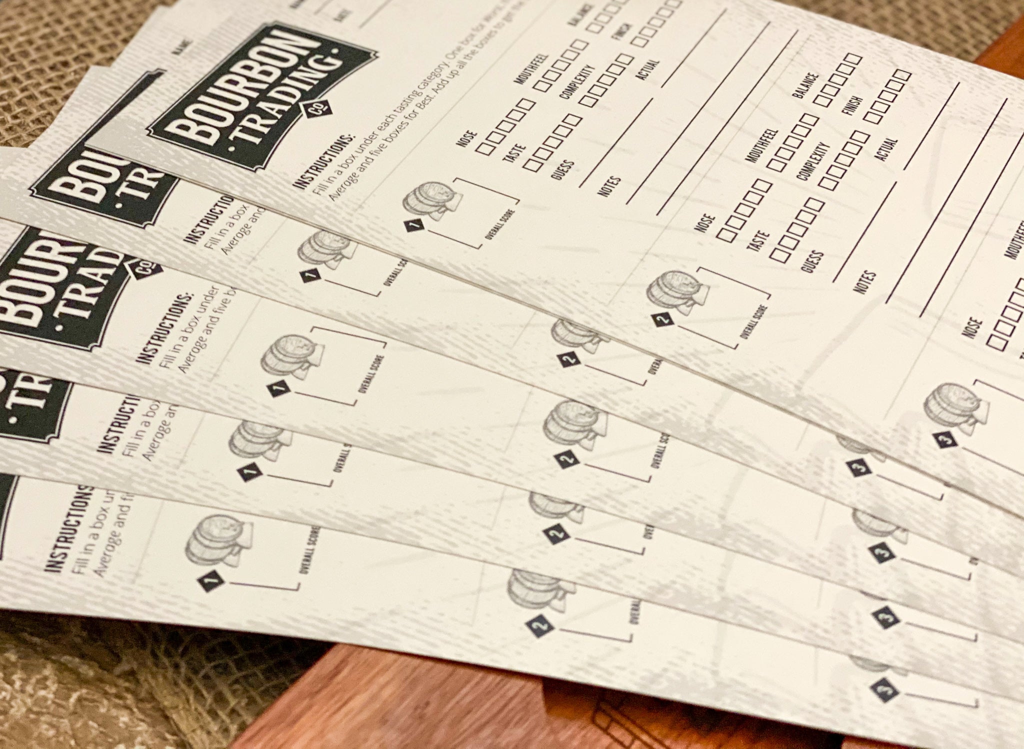 BTCo Bourbon Tasting Scorecards