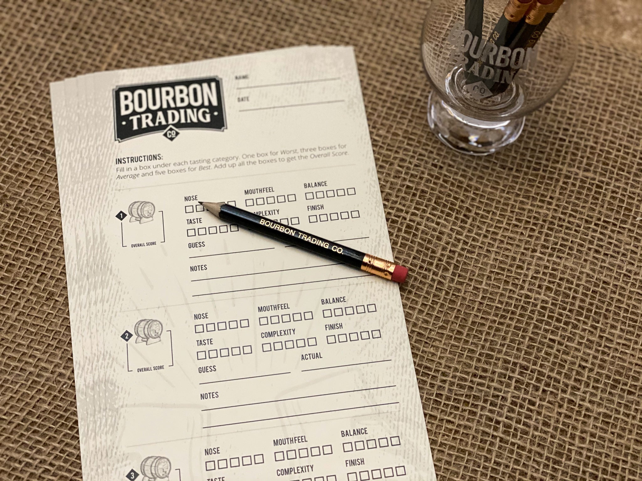 BTCo Bourbon Tasting Scorecards